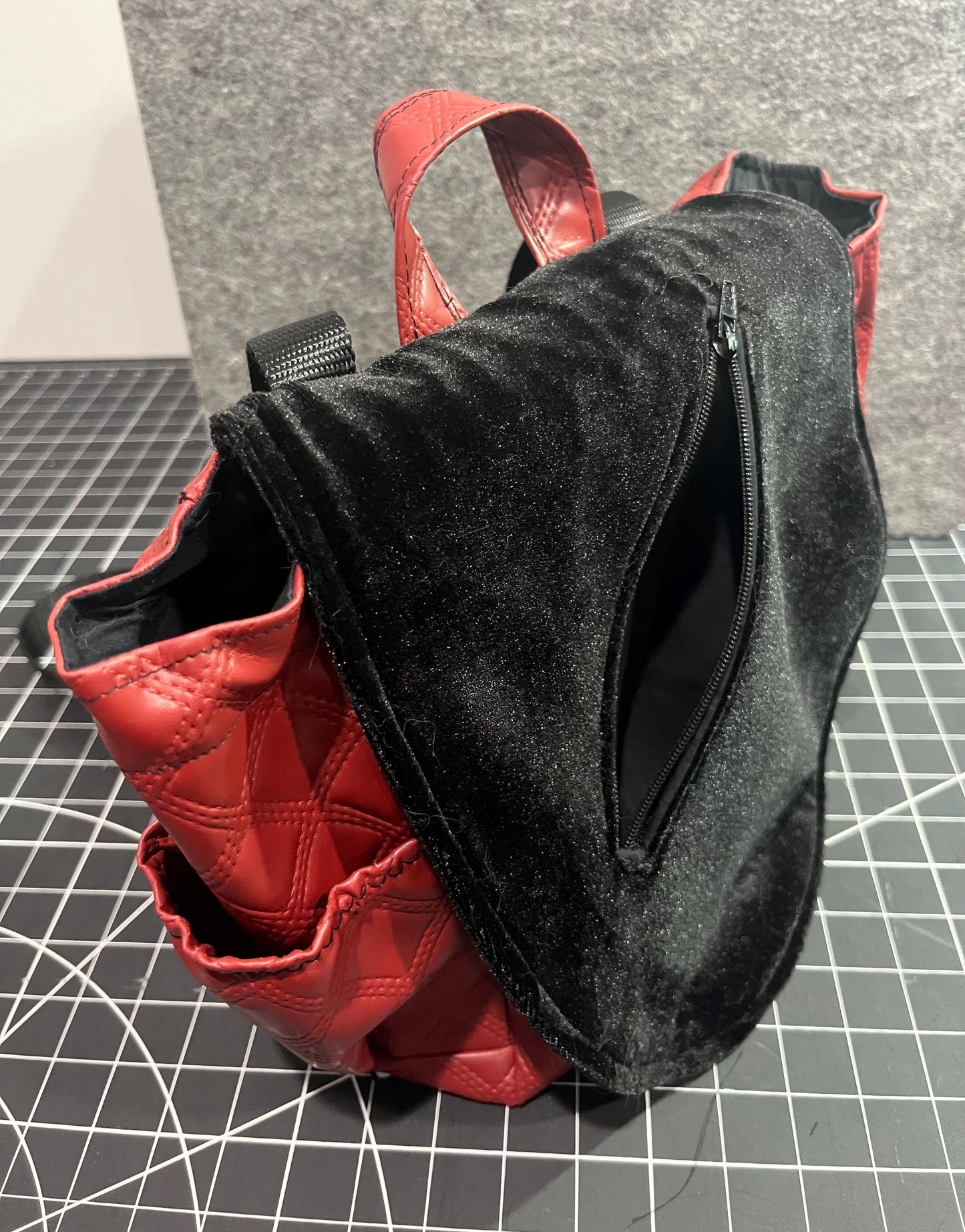 Red Pleather Backpack