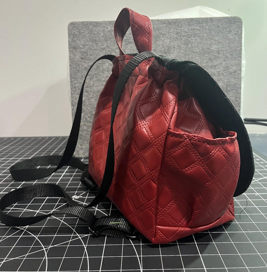 Red Pleather Backpack
